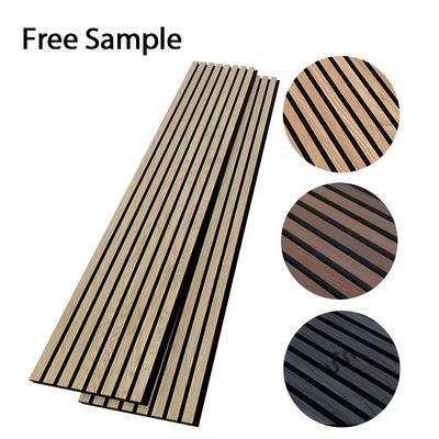 Acoustic Wood Panel Wall 1220x2440mm Black MDF Polyester Fiber