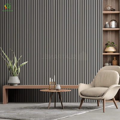 Acoustic Wood Panel Wall 1220x2440mm Black MDF Polyester Fiber