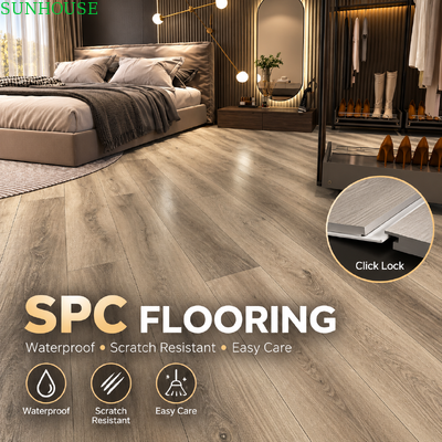 سعر جيد معتمد SPC انقر أرضية القلب الصلبة اللوحة الفينيل مع EN ASTM FloorScore الامتثال لمشاريع البناء العالمية متصل